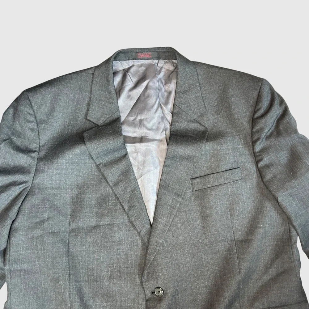 English Manor Dark Academia Wool Blazer 48R Grey Professional Sport Coat Jacket